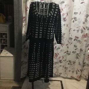 Lane Bryant Black and White Long Sleeve Dress
